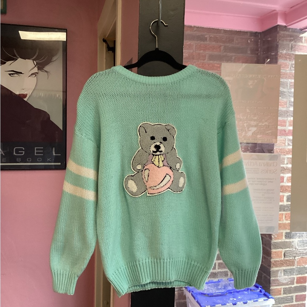 Mint Green Teddy Bear Sweater